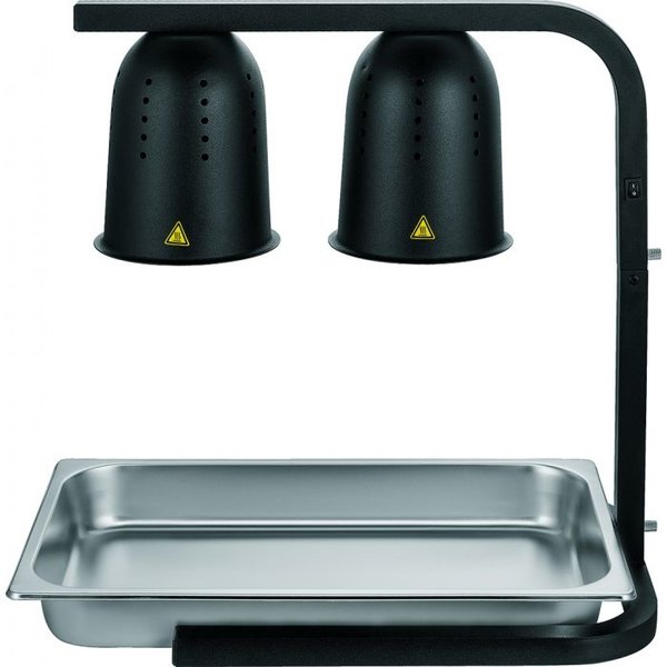 Warmhoudbrug | Zwart | Hoogte Verstelbaar | Infraroodlampen (2x 250W) | 1/1 GN | 425x350x580/780(h)mm