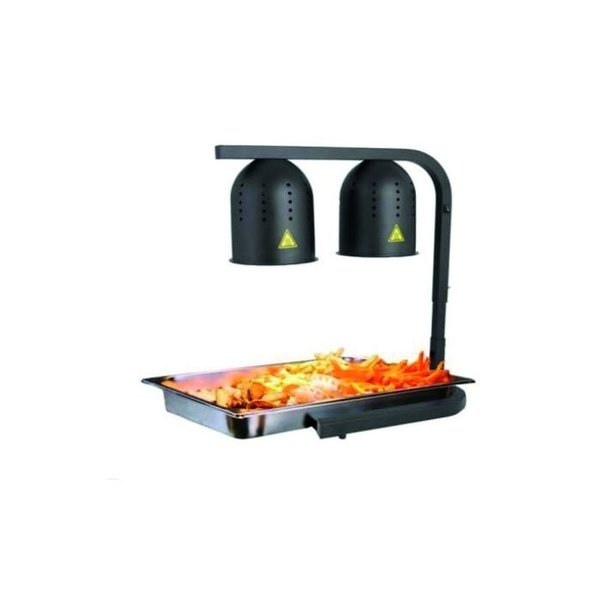 Warmhoudbrug | Zwart | Hoogte Verstelbaar | Infraroodlampen (2x 250W) | 1/1 GN | 425x350x580/780(h)mm
