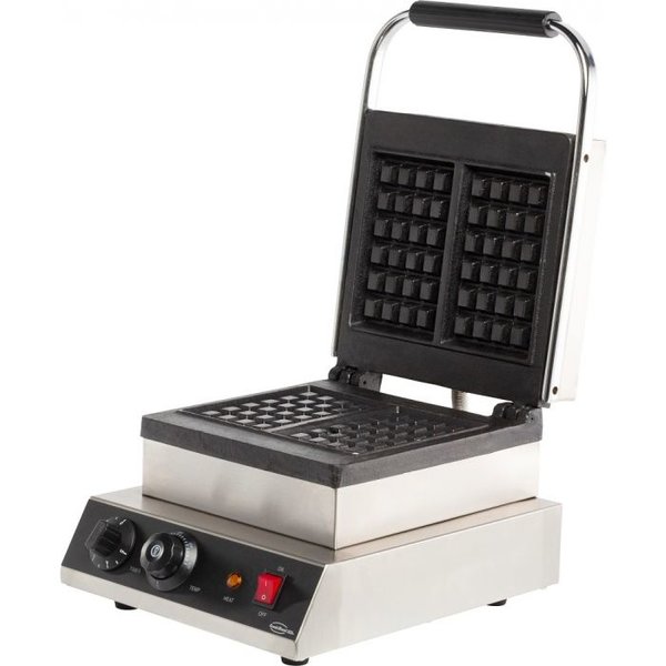 Wafelijzer | Enkel | Belgische Wafels (240x240mm) | 50°C/300°C | 2kW (230V) | Timer | 300x450x250(h)mm