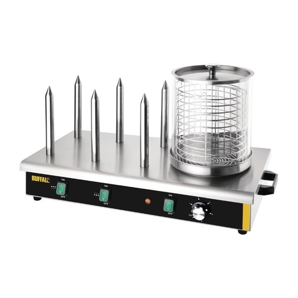 Hotdog verwarmer | 750W | 6 warmhoud pennen | 670x340x370(h)mm