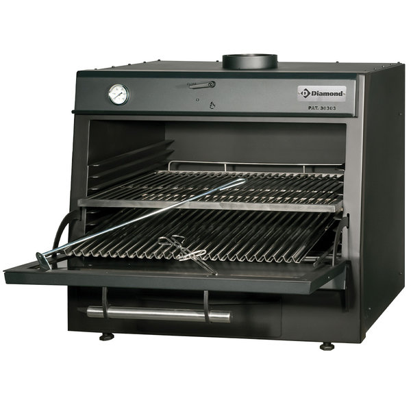 Houtkooloven-BBQ | Zwart | 75kg/u | GN 1/1 - GN 2/4 | 800x675x690(h)mm