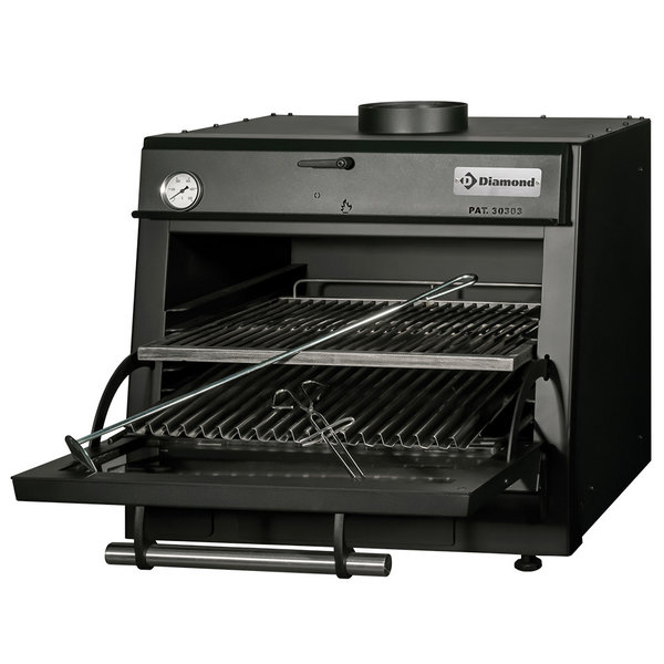 Houtskooloven-BBQ | Zwart | 60kg/u | GN 1/1 | 706x613x690(h)mm