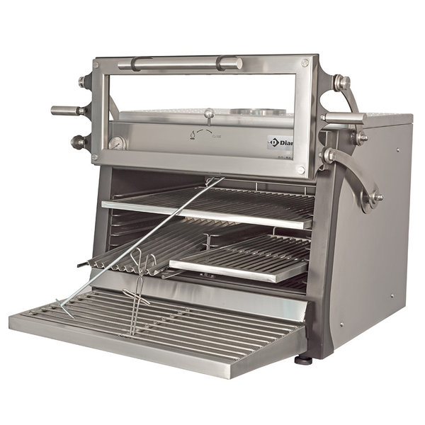 Houtskooloven-BBQ | Met Hefbare Deur | RVS | 75kg/u | GN 1/1 - GN 2/4 | 900x722x690/840(h)mm