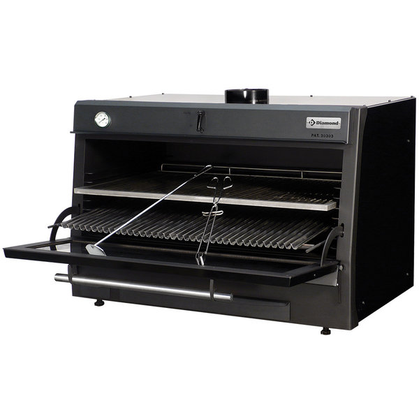Houtskooloven-BBQ zwart | 150kg/u | GN 2/1 - GN 1/1 | 1200x784x870(h)mm