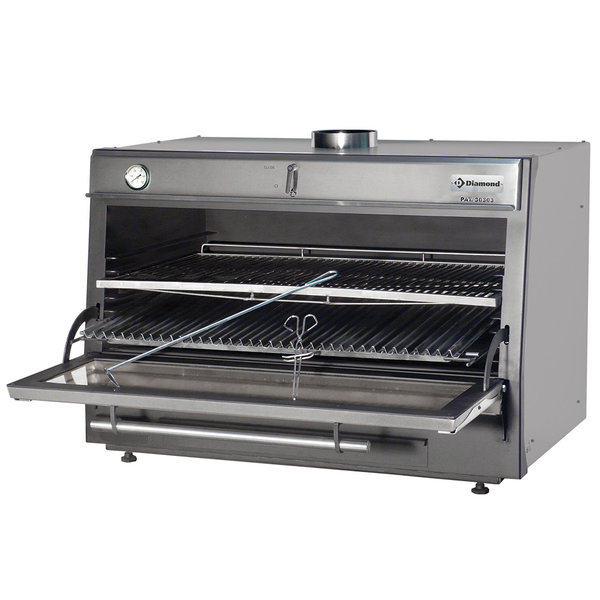 Houtskooloven-BBQ RVS | 150kg/u | GN 2/1 + GN 1/1 | 1200x784x870(h)mm