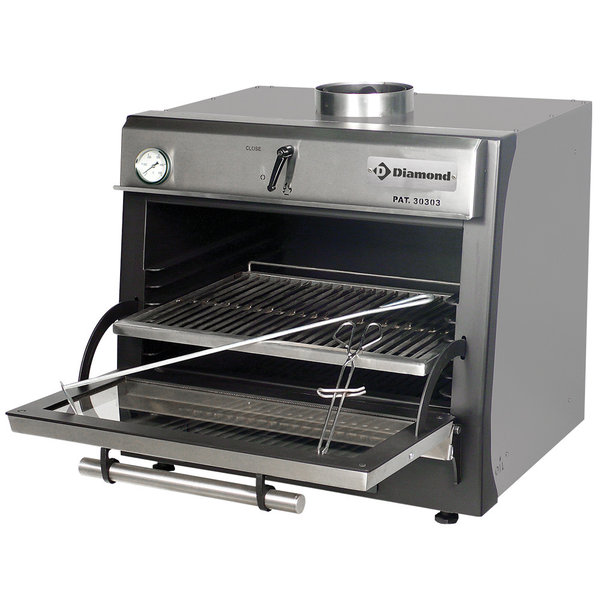 Houtskooloven-BBQ | RVS | 60kg/u | GN 1/1 | 706x613x690(h)mm