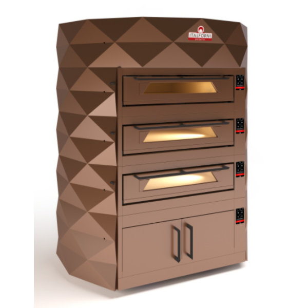 Modulaire Elektrische Pizza, Brood en Gebak Oven 3 kamers | 34.3kW | 1900x1900x2300(h)mm