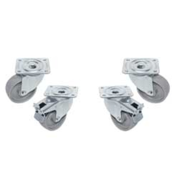 Wielenset | Diamond Koelwerkbanken | 4 Wielen (2 Geremd) | Verzinkt | Hoogte 100mm