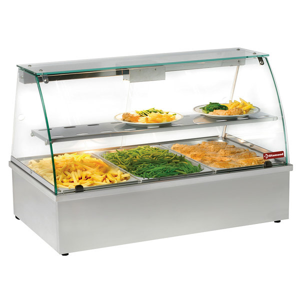 Warmhoudvitrine | Bain Marie | Panoramisch | 3x GN 1/1 | 3.5kW | 1020x602x680(h)mm