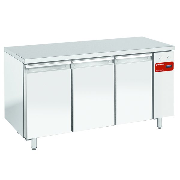Vrieswerkbank zonder koelgroep | 3 deurs | GN 1/1 |  Geventileerd | 1590x700x880/900(h)mm