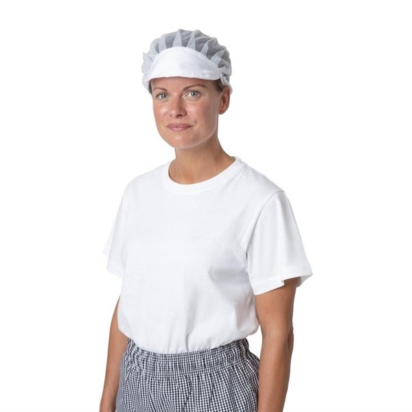 Whites nylon muts met klep en haarnet