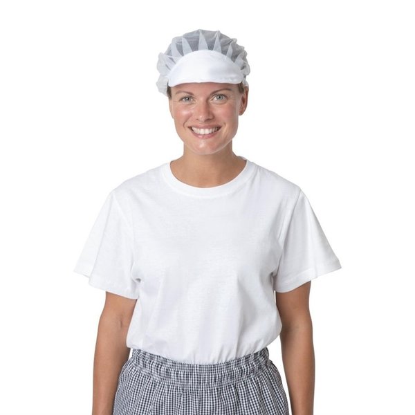 Whites nylon muts met klep en haarnet