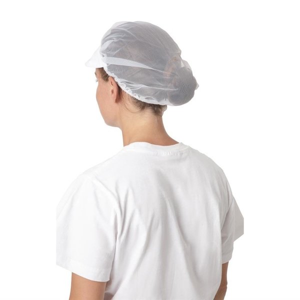 Whites nylon muts met klep en haarnet