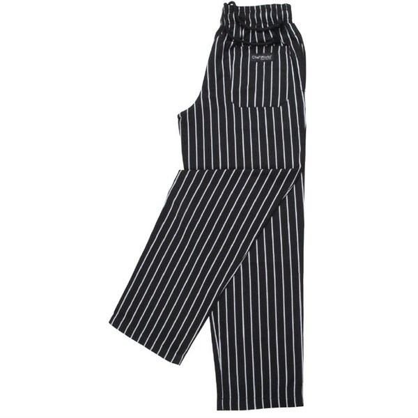 Chef Works Designer Baggy uniseks koksbroek zwart-wit gestreept | Polyester/katoen