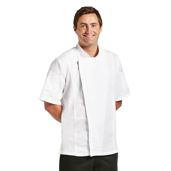Chef Works Springfield unisex koksbuis met rits wit | Polyester/katoen
