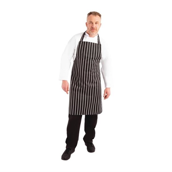 Whites halterschort zwart-wit gestreept | 970(l)x710(b)cm
