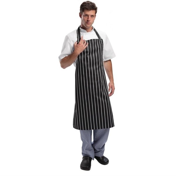 Whites halterschort zwart-wit gestreept | 970(l)x710(b)cm