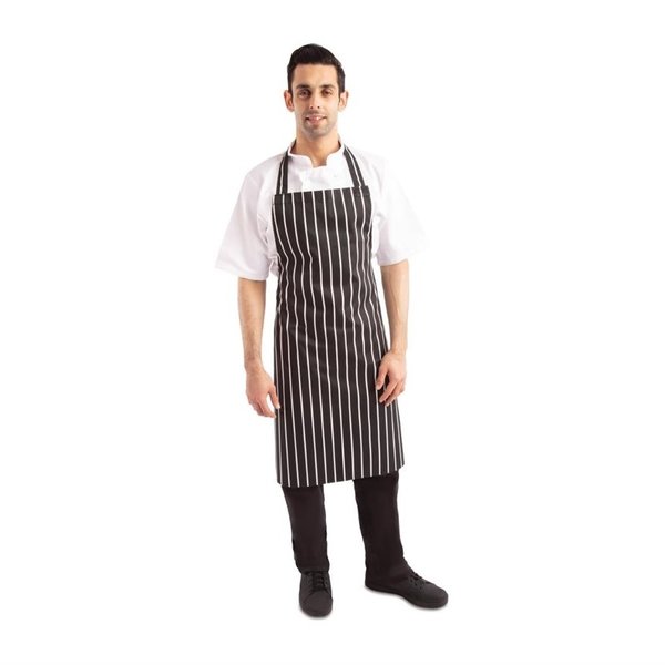 Whites halterschort zwart-wit gestreept | 970(l)x710(b)cm