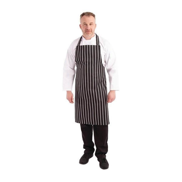 Whites halterschort zwart-wit gestreept | 970(l)x710(b)cm
