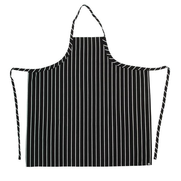 Chef Works Premium geweven schort zwart-wit gestreept | 65% Polyester - 35% Katoen | 990(l)x940(b)mm