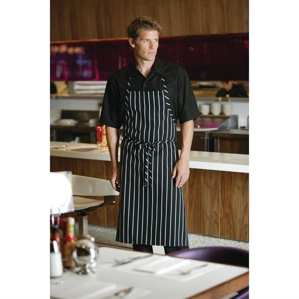 Chef Works Premium geweven schort zwart-wit gestreept | 65% Polyester - 35% Katoen | 990(l)x940(b)mm