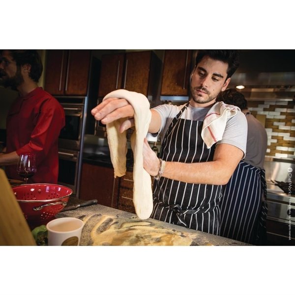Chef Works Premium geweven schort zwart-wit gestreept | 65% Polyester - 35% Katoen | 990(l)x940(b)mm