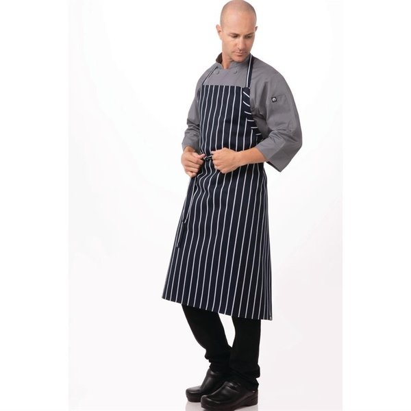Chef Works Premium geweven schort blauw-wit gestreept | 65% Polyester - 35% Katoen | 990(l)x940(b)mm