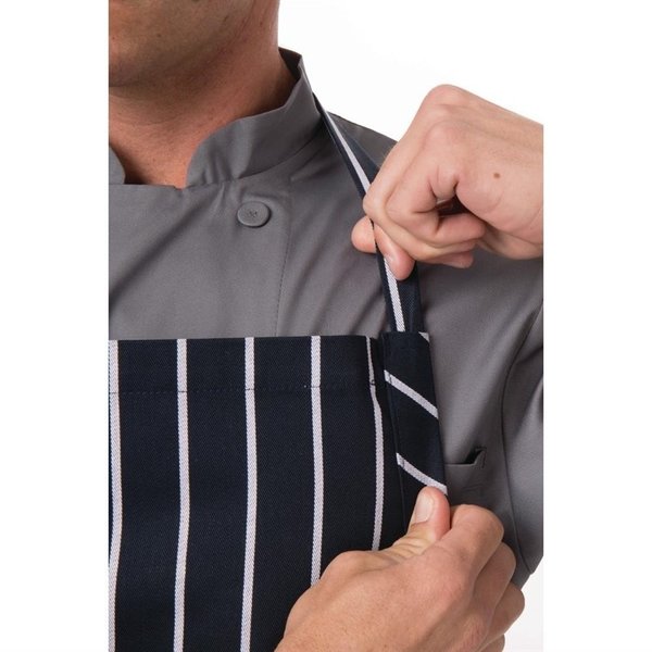 Chef Works Premium geweven schort blauw-wit gestreept | 65% Polyester - 35% Katoen | 990(l)x940(b)mm