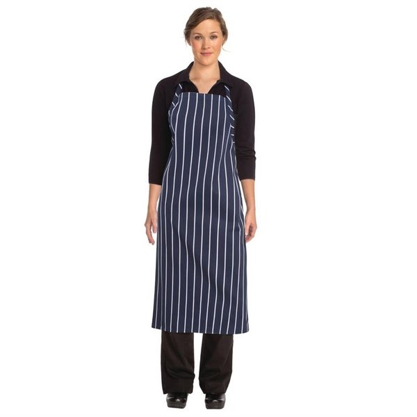 Chef Works Premium geweven schort blauw-wit gestreept | 65% Polyester - 35% Katoen | 990(l)x940(b)mm