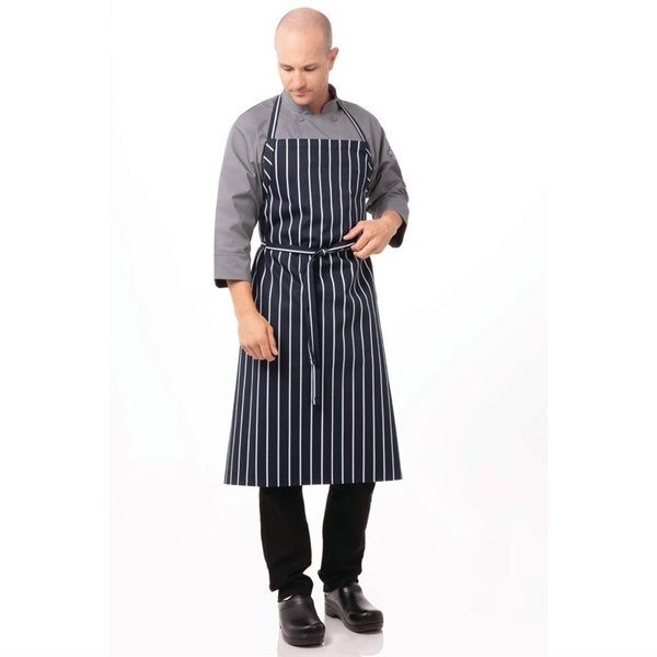 Chef Works Premium geweven schort blauw-wit gestreept | 65% Polyester - 35% Katoen | 990(l)x940(b)mm