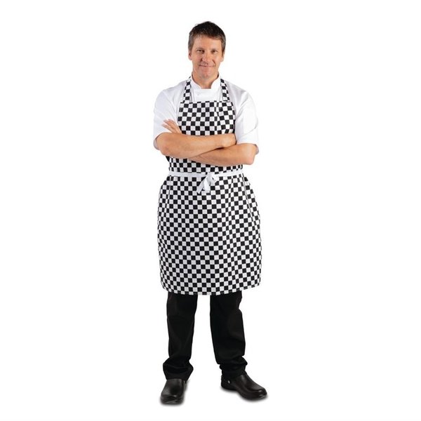 Whites schort zwart-wit geblokt | Polyester/Katoen | 965(l)x711(b)mm