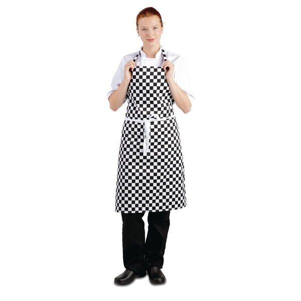 Whites schort zwart-wit geblokt | Polyester/Katoen | 965(l)x711(b)mm