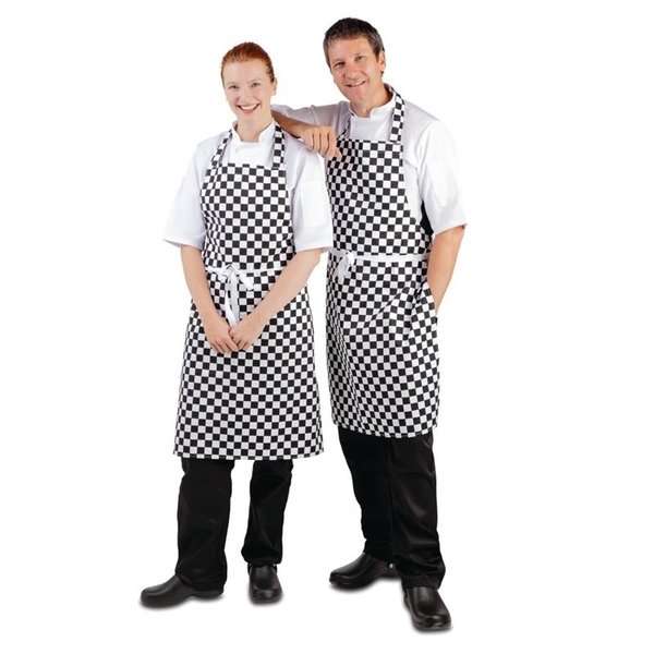 Whites schort zwart-wit geblokt | Polyester/Katoen | 965(l)x711(b)mm