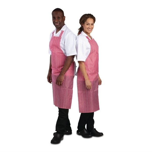 Whites waterdicht schort rood-wit gestreept | Nylon | 1016(l)x711