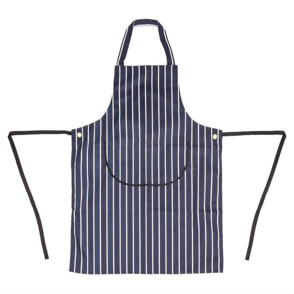 Whites halterschort blauw-wit gestreept met zak | Polyester/Katoen | 965(l)x711(b)mm