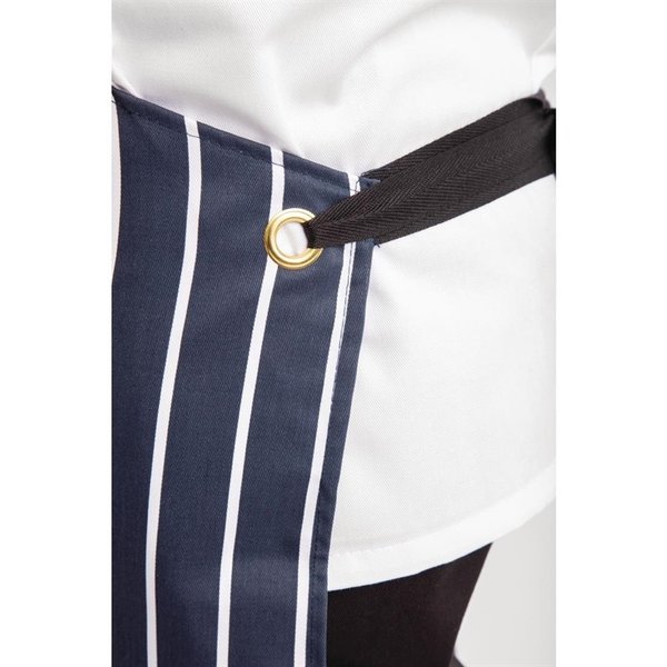 Whites halterschort blauw-wit gestreept met zak | Polyester/Katoen | 965(l)x711(b)mm