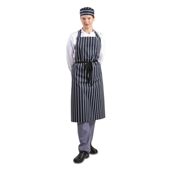 Whites halterschort blauw-wit gestreept extra lang | Polyester/Katoen | 1040(l)x900(b)mm