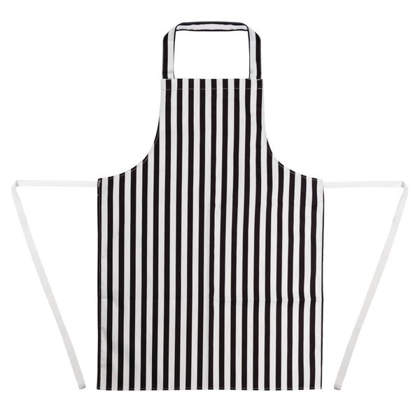 Whites halterschort zwart-wit gestreept | Polyester/Katoen | 970(l)x720(b)mm