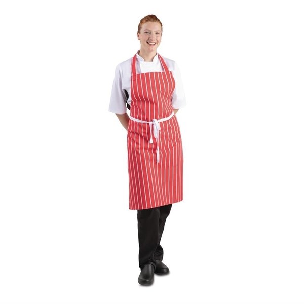 Whites halterschort rood-wit gestreept | Polyester/Katoen | 970(l)x710(b)mm