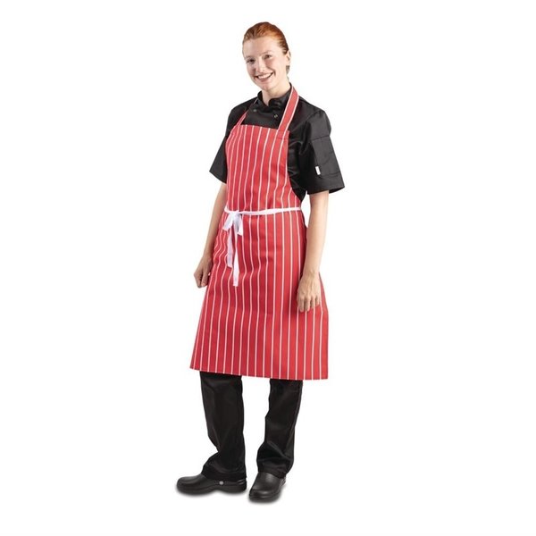 Whites halterschort rood-wit gestreept | Polyester/Katoen | 970(l)x710(b)mm