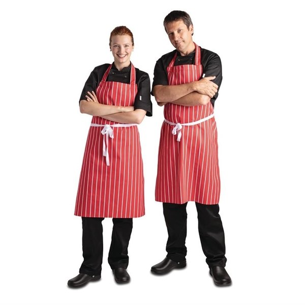 Whites halterschort rood-wit gestreept | Polyester/Katoen | 970(l)x710(b)mm