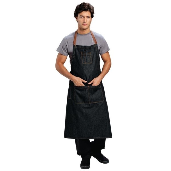 Chef Works Urban Memphis lang schort zwart | 100% Denim | 1005(l)x890(b)mm