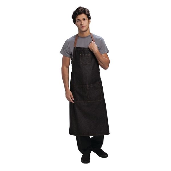 Chef Works Urban Memphis lang schort zwart | 100% Denim | 1005(l)x890(b)mm