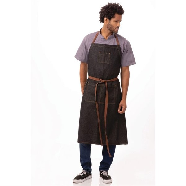 Chef Works Urban Memphis lang schort zwart | 100% Denim | 1005(l)x890(b)mm