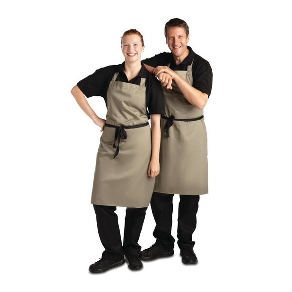 Whites halterschort polyester-katoen olijfgroen | Polyester/Katoen | 711(l)x965(b)mm