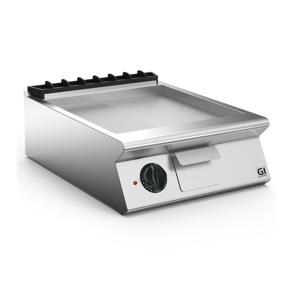700 HP Bakplaat | Elektrisch | 2/3 Glad - 1/3 Geribbeld | Geslepen Stalen Plaat | 7.5kW | 600x730x250(h)mm