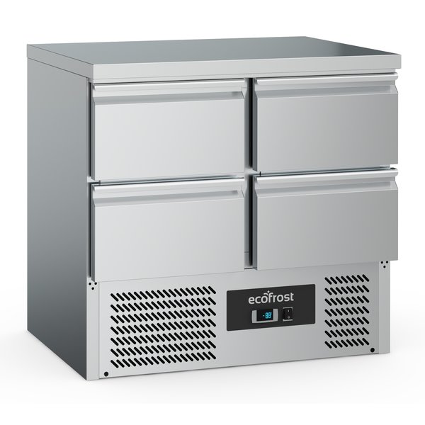 Koelwerkbank | 220L | 4 Laden | +2°C/+8°C | Statisch + Ventilator | 900x700x876(h)mm