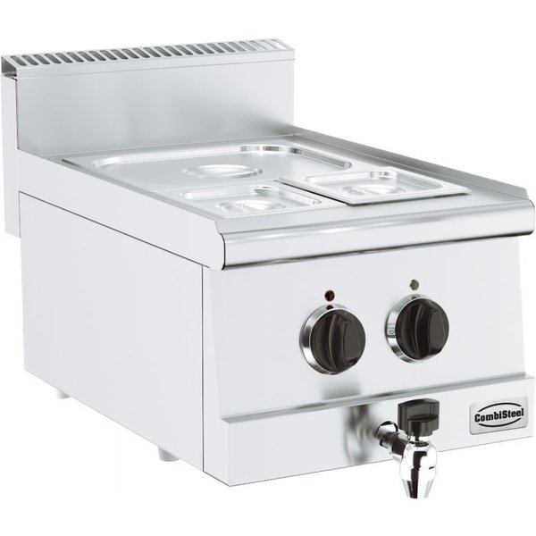 Base 600 Bain Marie | Elektrisch | 1x 1/2 GN - 2x 1/6 GN | 1.5kW | Met Aftapkraan | 400x600x300(h)mm