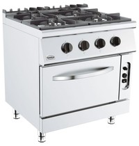 CombiSteel Base 700 Gasfornuis | 4 Branders 4x 6.5kW | Met Gas Oven 6kW | 800x700x900(h)mm