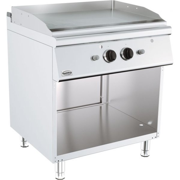Base 700 Gas Bakplaat | Open Onderstel | Chroom | 13kW | Glad | 800x700x900(h)mm